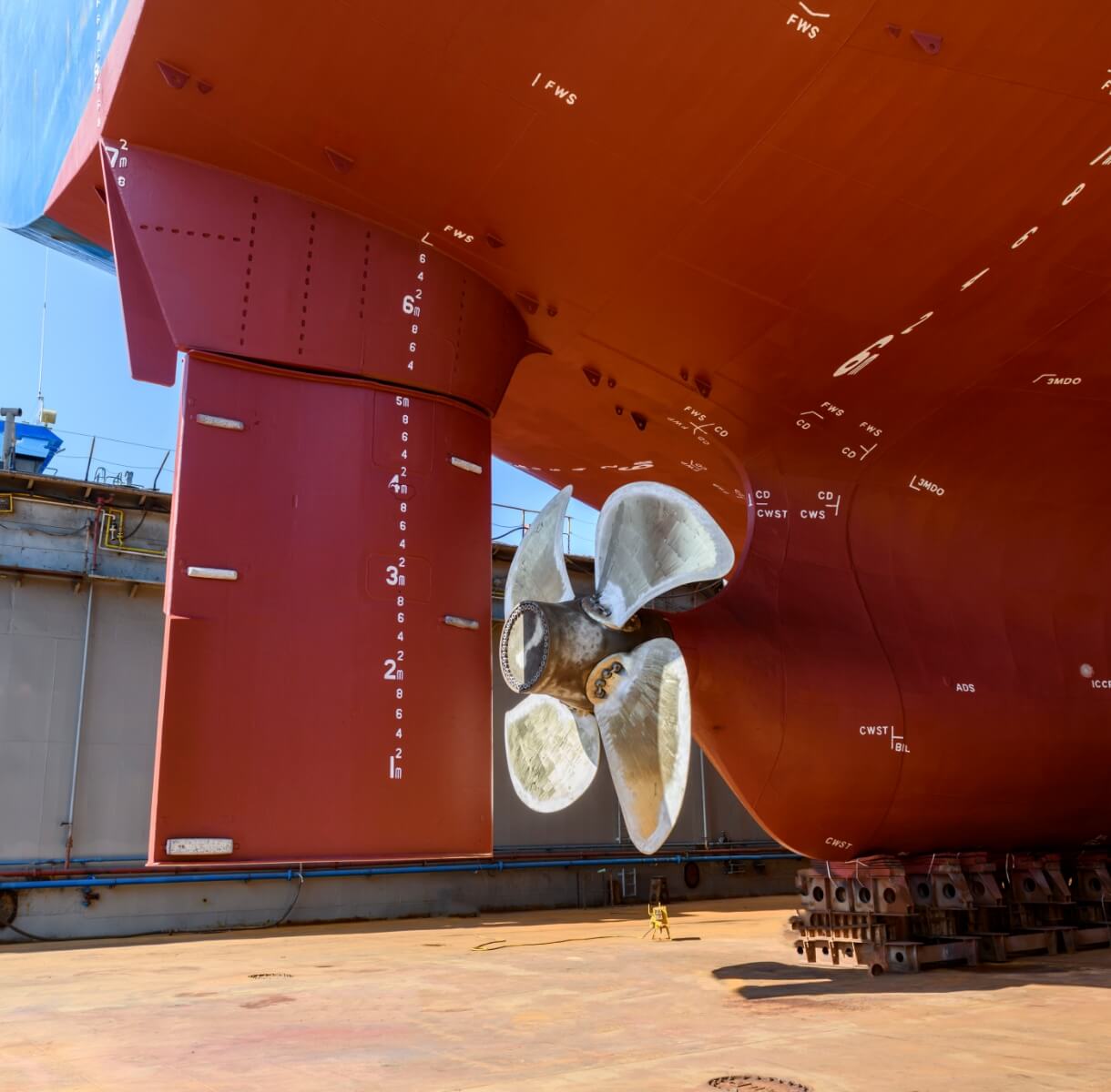 Schiffsschraube, Schiff an Land
