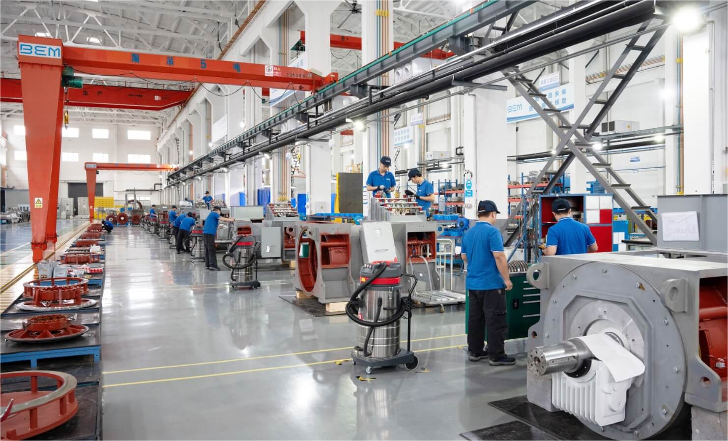 View in a factory setting with some workers